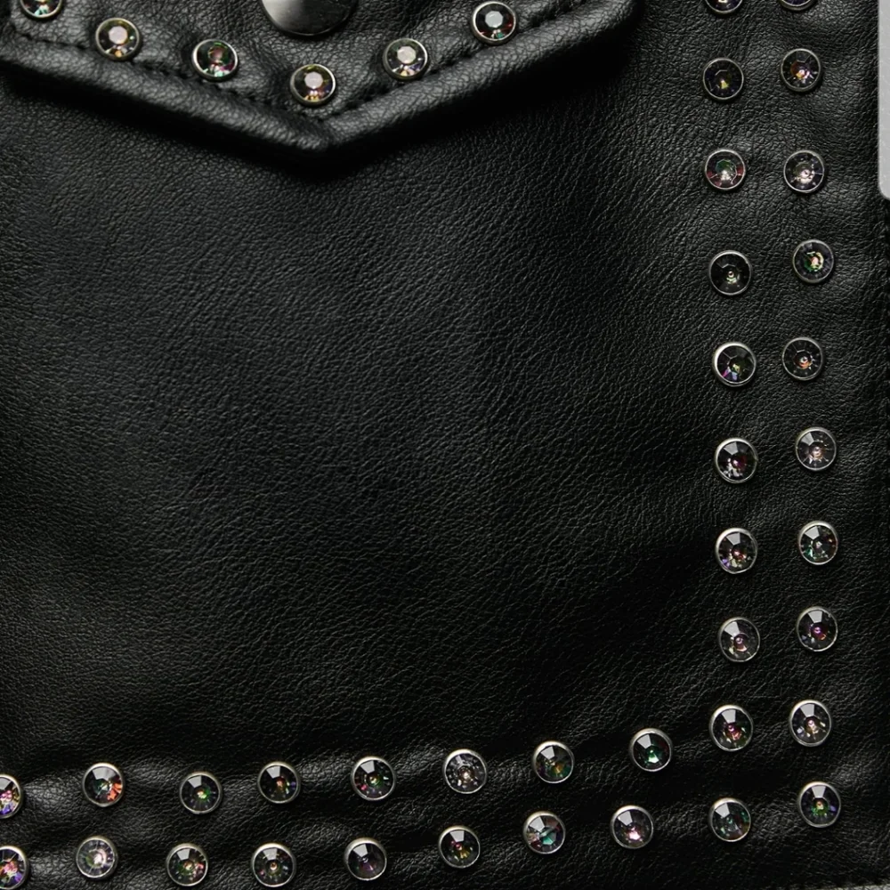 Zara Black Studded Leather Jacket - Picture 4 of 6